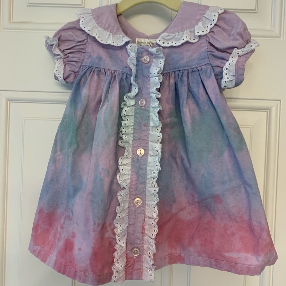 ✔️SOLD✔️ Tie Dye Eyelet Ruffle Dress